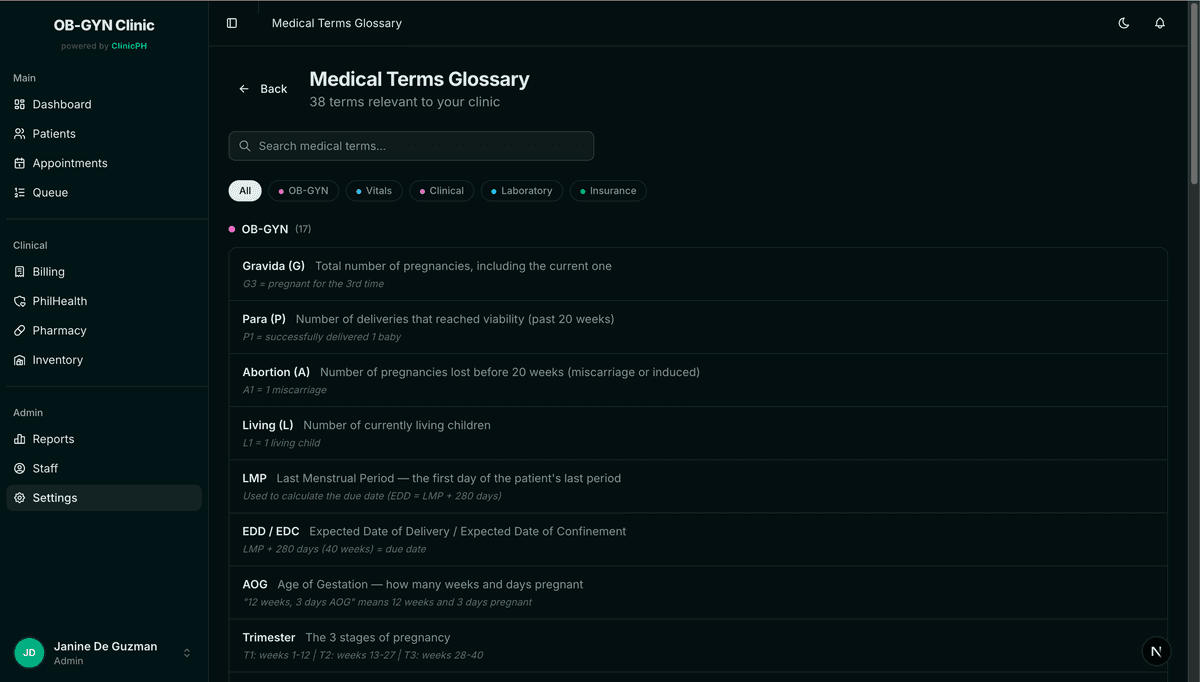 Medical Terms Glossary
